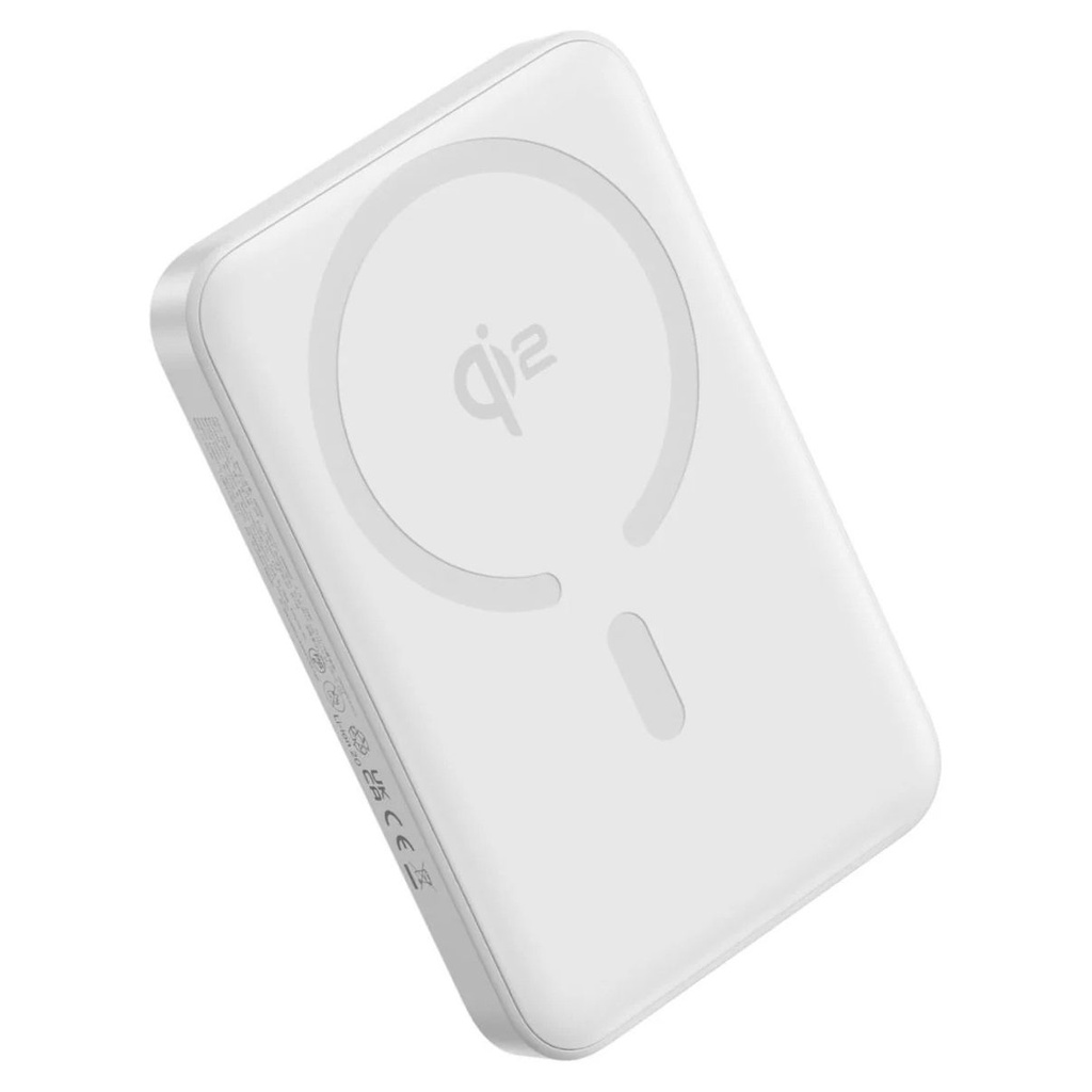 Powerbank Baseus EnerFill FM12 Qi2 10000mAh 22.5W kompatybilny z MagSafe z białym kablem Baseus Simple USB-C 20V/3A 0,30m - biały 1