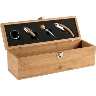 Bamboo wine set, 4 pcs, wine box