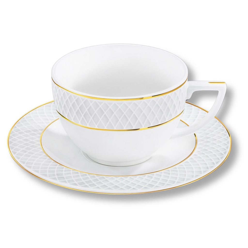 Coffee cup and saucer 90 ml white porcelain with gold rim WL-880102400/AB