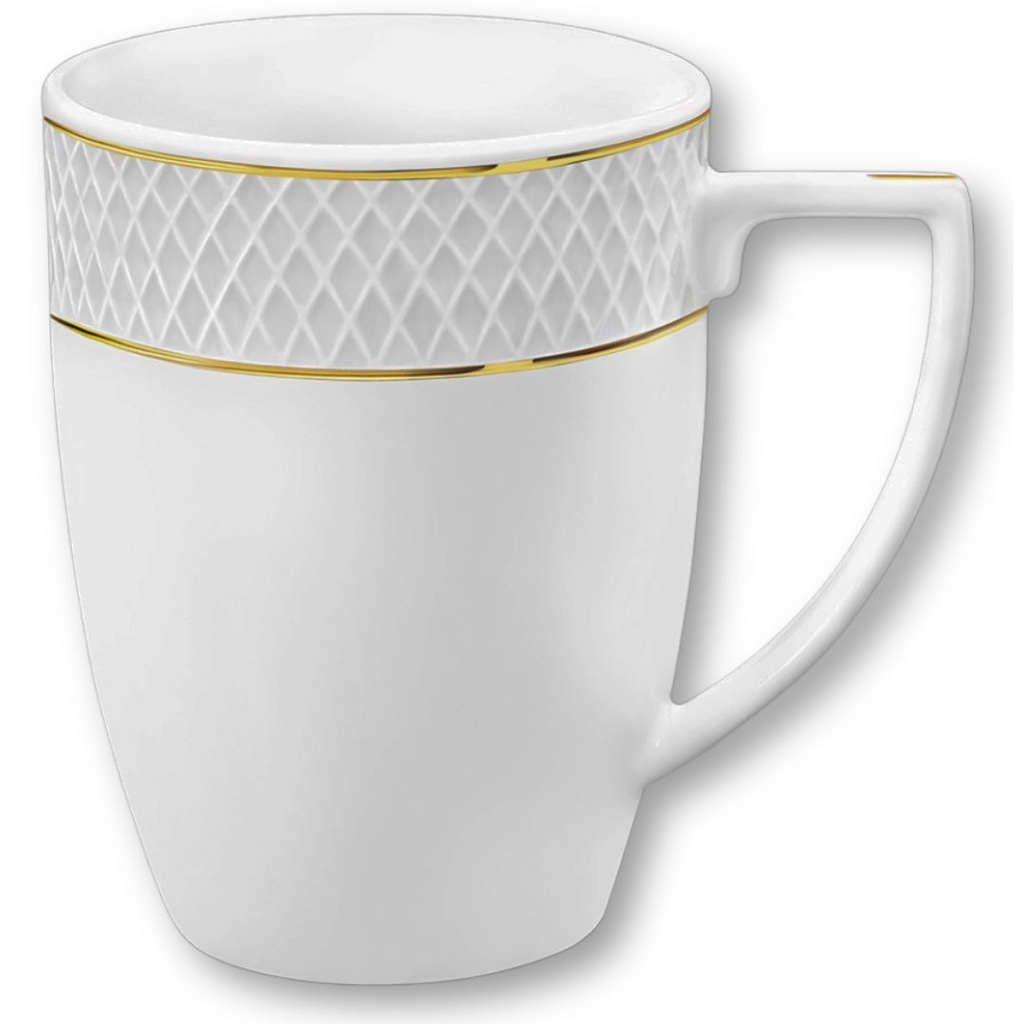 Mug 320 ml white porcelain with gold rim