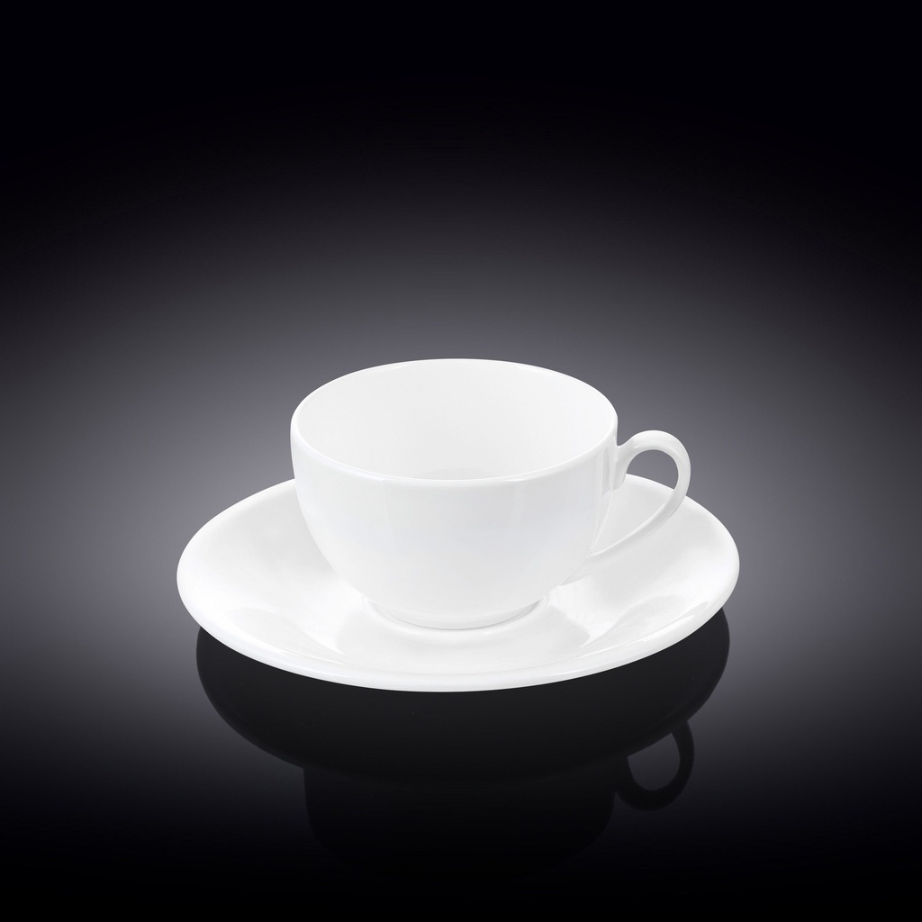 Cup 80 ml and saucer for coffee white porcelain WL-993187/AB