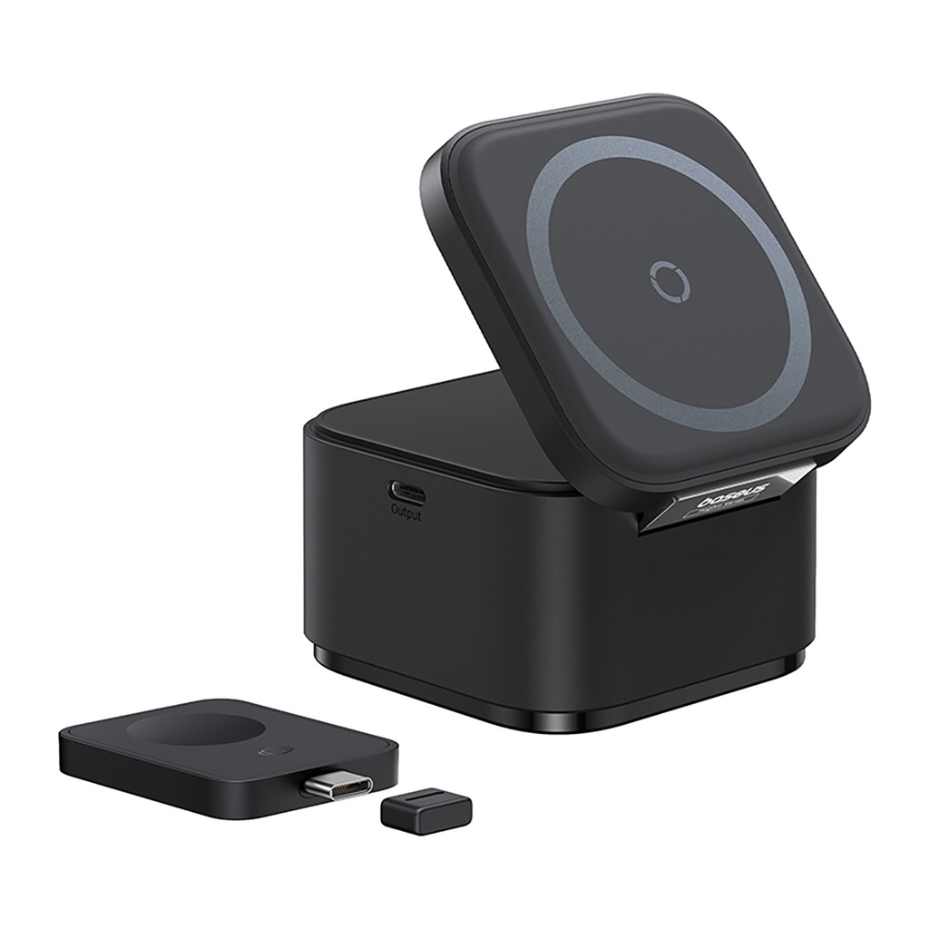 Baseus MagPro 3-in-1 25W MagSafe Compatible Wireless Charger for Phone, Earbuds and Watch - Black