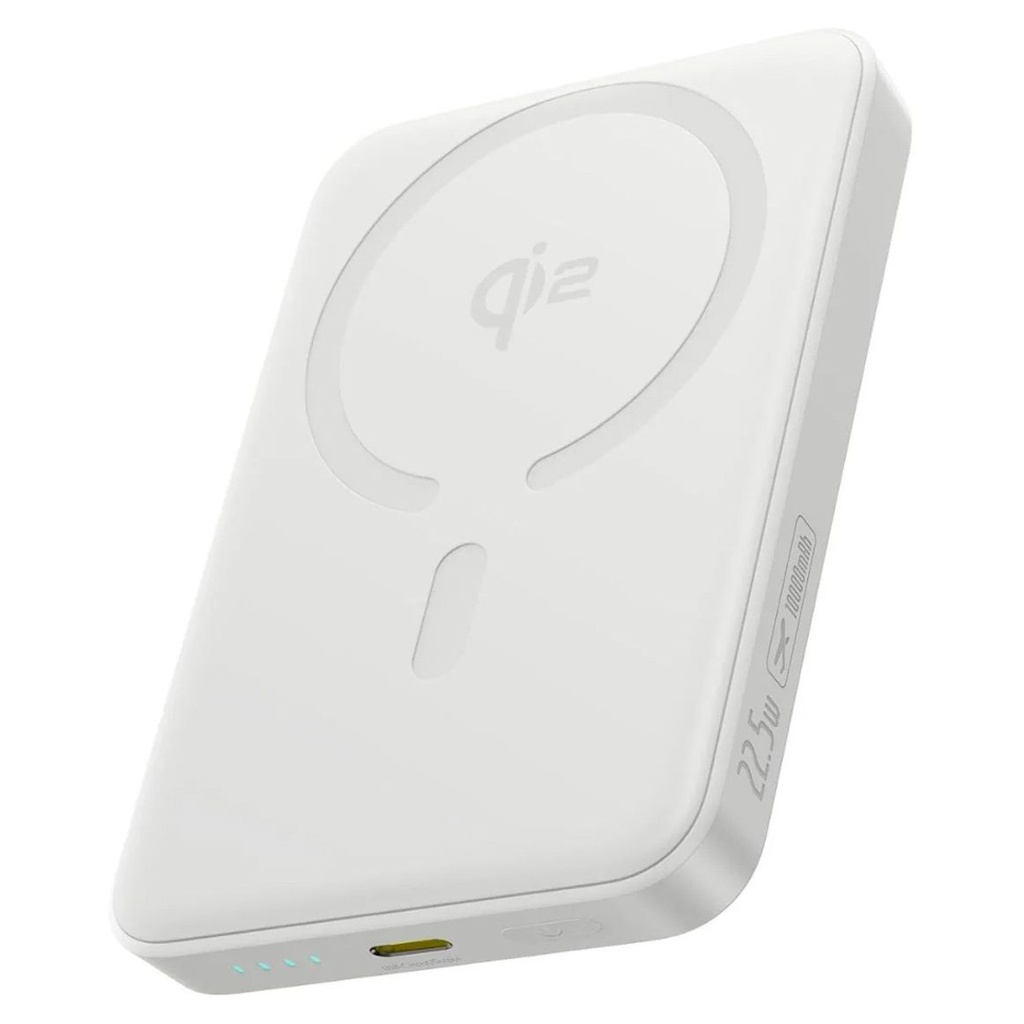 Powerbank Baseus EnerFill FM12 Qi2 10000mAh 22.5W kompatybilny z MagSafe z białym kablem Baseus Simple USB-C 20V/3A 0,30m - biały