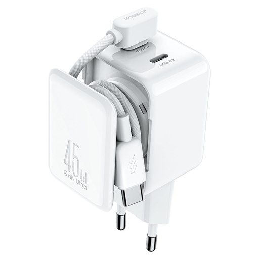 Joyroom JR-TCL05 45W GaN Wall Charger with Cable Organizer - White