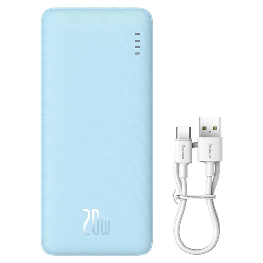 Baseus Airpow 20W 20000mAh Power Bank with White Baseus Simple Series USB-A - USB-C 50cm Cable - Blue