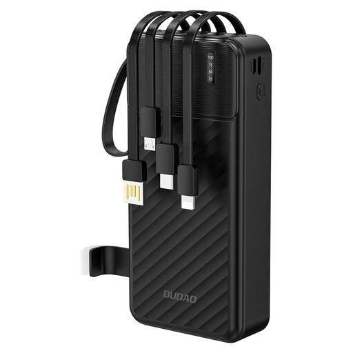 Dudao K11 Pro 20000mAh Powerbank with Built-in Cables - Black