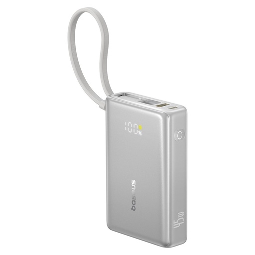 Baseus PicoGo 10000mAh 45W Powerbank with Digital Display and Built-in USB-C Cable - Titanium