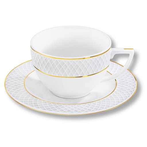 [WL-880102400/AB] Coffee cup and saucer 90 ml white porcelain with gold rim WL-880102400/AB