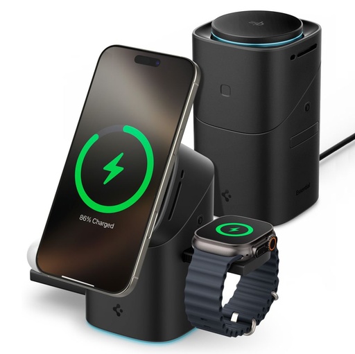 Spigen Essential EF223MS 3-in-1 Qi2 MagSafe Wireless Charging Station - Black