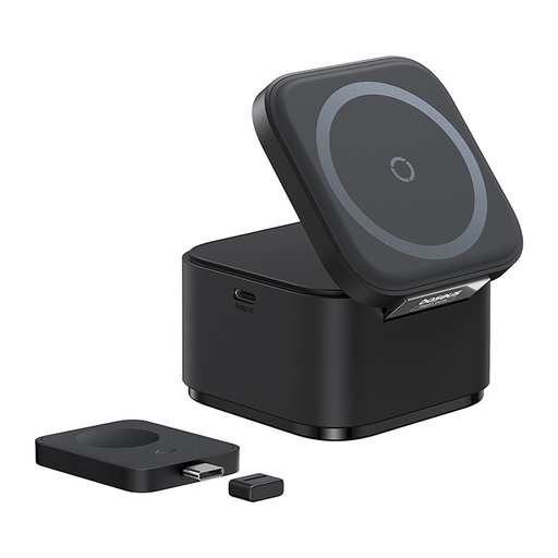 Baseus MagPro 3-in-1 25W MagSafe Compatible Wireless Charger for Phone, Earbuds and Watch - Black