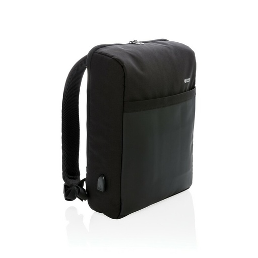 Swiss Peak 15" anti-theft RFID & USB backpack PVC free, blac