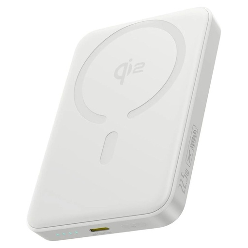 Powerbank Baseus EnerFill FM12 Qi2 10000mAh 22.5W kompatybilny z MagSafe z białym kablem Baseus Simple USB-C 20V/3A 0,30m - biały